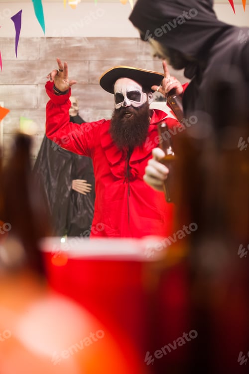 Preview: Man dressed up like a party with a big medieval hat