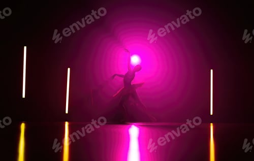 Preview: Elegant silhouette of ballerina on pink background dancing ballet.Dancer, tutu