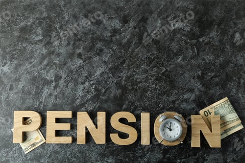 Preview: Concept of pension or retirement plan on black smokey table