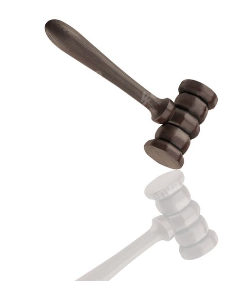 Preview: Wooden justice gavel and block with brass