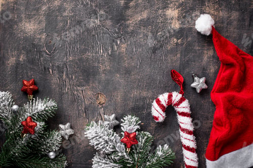 Preview: Christmas dark background with Santa hat