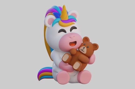 Preview: Unicorn holding teddy bear friend