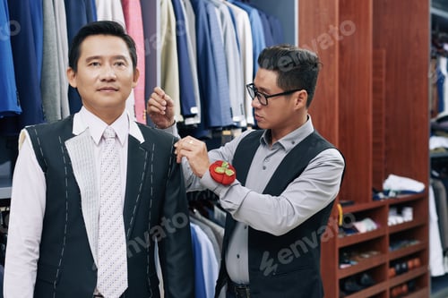 Preview: Tailor Fitting Client in Suit Store