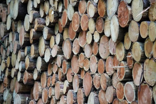 Preview: Closeup shot of stacked firewoods