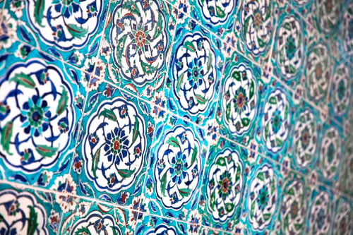 Preview: Ancient Ottoman handmade turkish tiles with floral patterns