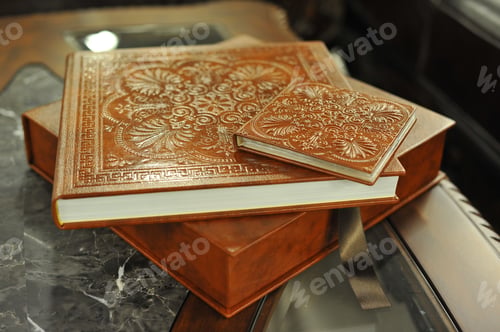 Preview: brown leather wedding photo book album
