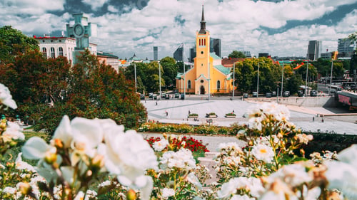 Preview: Tallinn, Estonia. Church Of St. John Jaani Kirik At Sunny Summer Day. Large Lutheran Parish Church