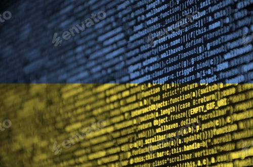 Preview: Ukraine flag is depicted on the screen with the program code
