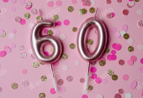 Preview: Celebrating a special milestone with pink confetti and number candles
