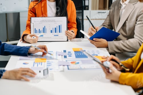 Preview: Business team meeting present.professional investor working with Finance managers task.