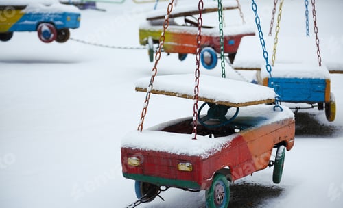 Preview: Abandoned carousel in winter time