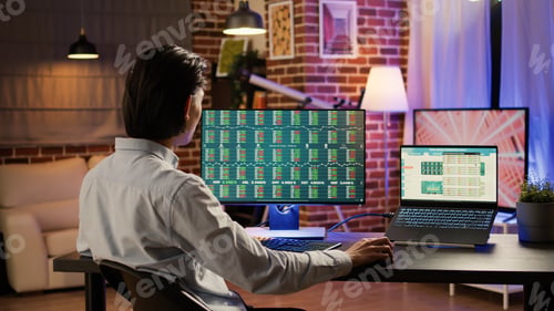 Preview: Financial trader analyzing stock market exchange numbers