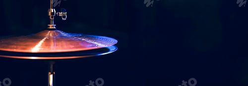 Preview: Part of a drum kit in the dark with beautiful lighting.