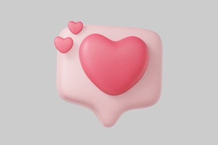 Preview: Pink speech bubble with three hearts