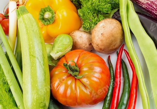 Preview: Various fresh organic vegetables on the white background