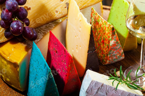 Preview: Different sorts of cheese on kitchen table