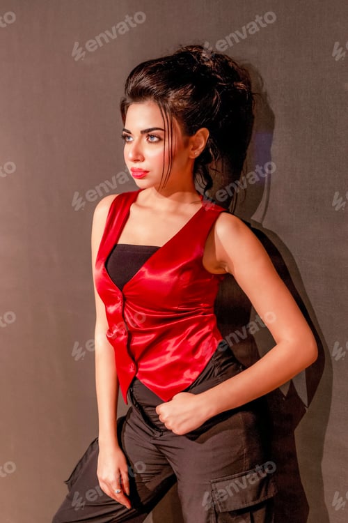 Preview: Portrait of Young woman Posing for New Year & Christmas