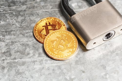 Preview: Gold bitcoin and padlock