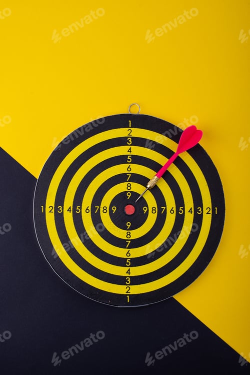Preview: Target and goal concept with darts and arrows