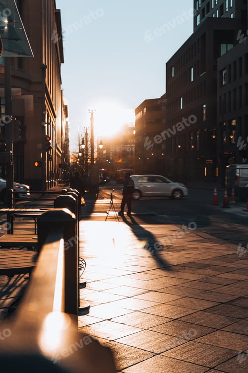 Preview: Vertical shot of downtown Denver during sunset