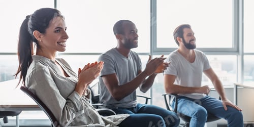 Preview: Website header of Young professional team discussing business plan in the office