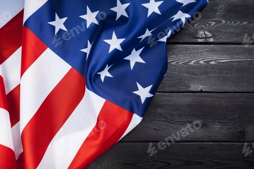 Preview: American Flag on Dark Wooden Background
