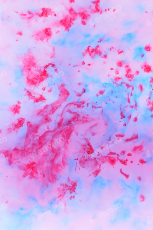 Preview: Abstract Blue Pink Paint Background On Liquid, Blue Pink Holographic Stains On Milk, Multicolored