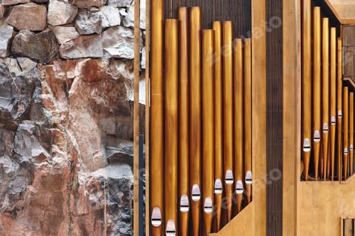 Preview: Organ pipe detail on Helsinki rock church. Temppeliaukio. Finland