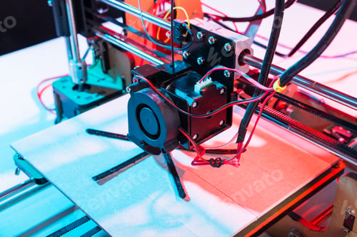 Preview: 3d printer working and printing plastic prototype