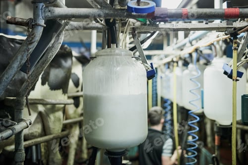Preview: Freshly processed milk. Cropped shot of milk bottles being filled in a dairy.