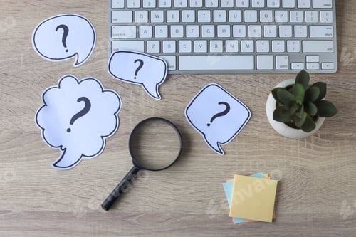Finding Answers: Magnifying Glass and Question Marks