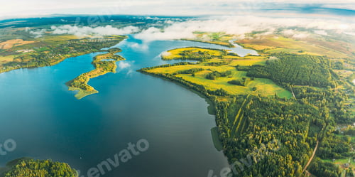 Preview: Lyepyel District, Lepel Lake, Beloozerny District, Vitebsk Region. Aerial View Of Residential Area