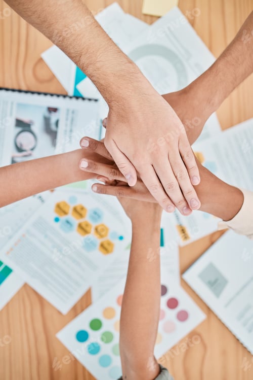 Preview: Hands, together and teamwork with diversity, business people, support and trust, working as a team