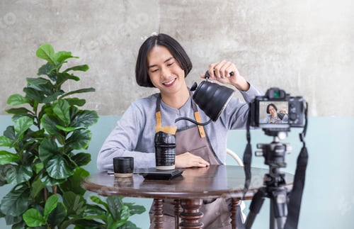 Preview: Startup successful small business owner sme handsome vlogger boy video online marketing