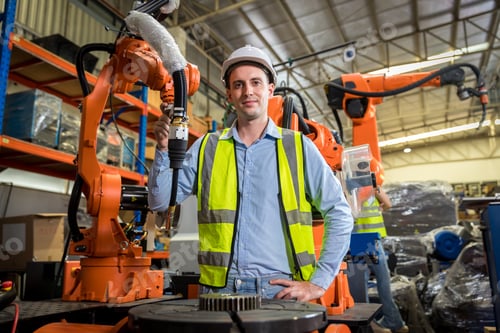 Preview: Foreman or worker work at factory site check up machine or products in site.