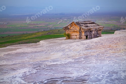 Preview: Ancient tomb on Travertine hills in Hierapolis near Pamukkale, Turkey