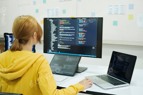 Preview: Programmer is coding and programming software.