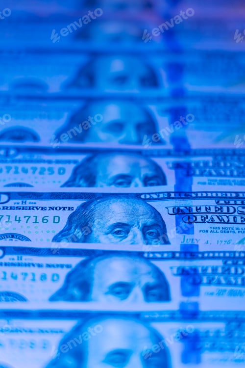 Preview: Monochromatic Close-Up of US Currency Background Texture