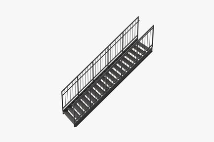 Preview: Industrial Metal Exterior Staircase with Railing