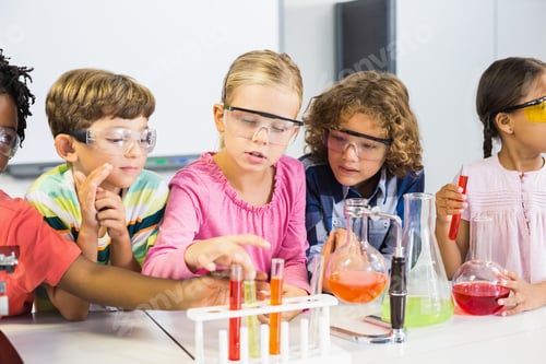 Preview: Kids doing a chemical experiment in laboratory