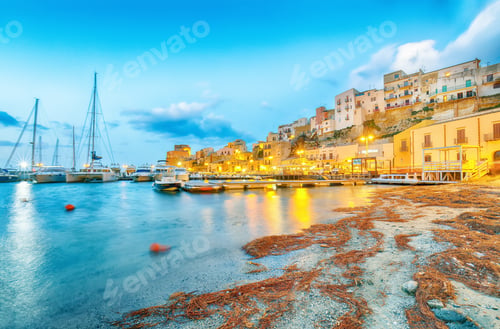 Preview: Astonishing evening cityscape of Castellammare del Golfo town.