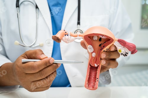 Preview: Uterus, doctor with anatomy model for study diagnosis and treatment in hospital.