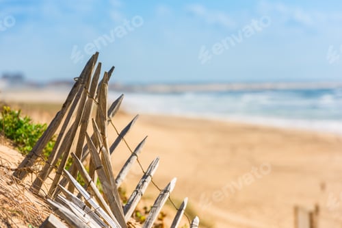 Preview: Wooden fence on an Atlantic beach in France