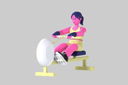 Preview: Stylized rowing girl character