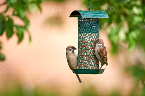Preview: Hungry garden sparrows
