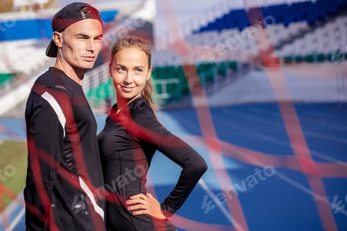 Preview: team sport. awesomee sporty people in stylish sportswear looking aside