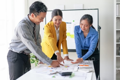 Preview: Group of diverse professionals collaborating on a business project.