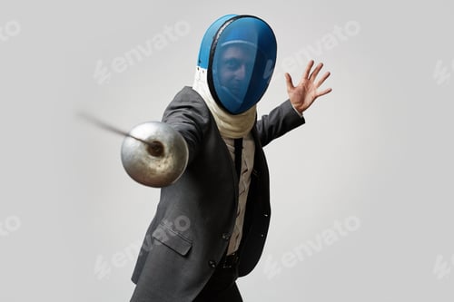 Preview: Businessman with fencing foil