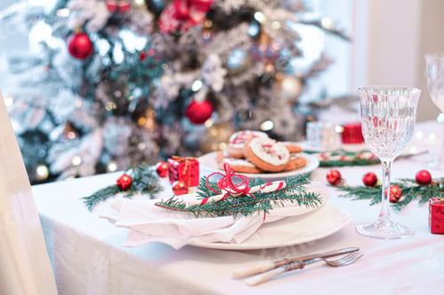 Preview: Table set for festive Christmas holiday dinner celebration
