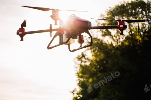 Preview: Agriculture drone on the green tea field.